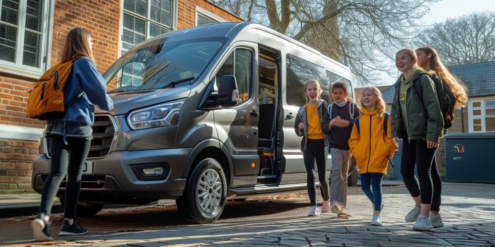 School minibus outside school